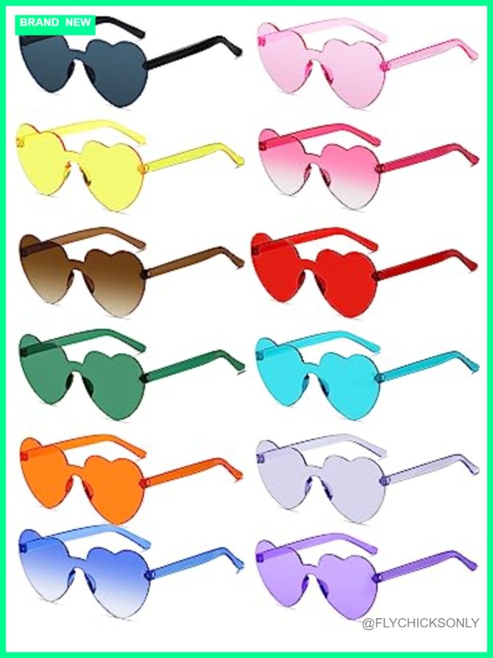 Heart Shaped Sunglasses Bulk Pack Rimless Party Favors